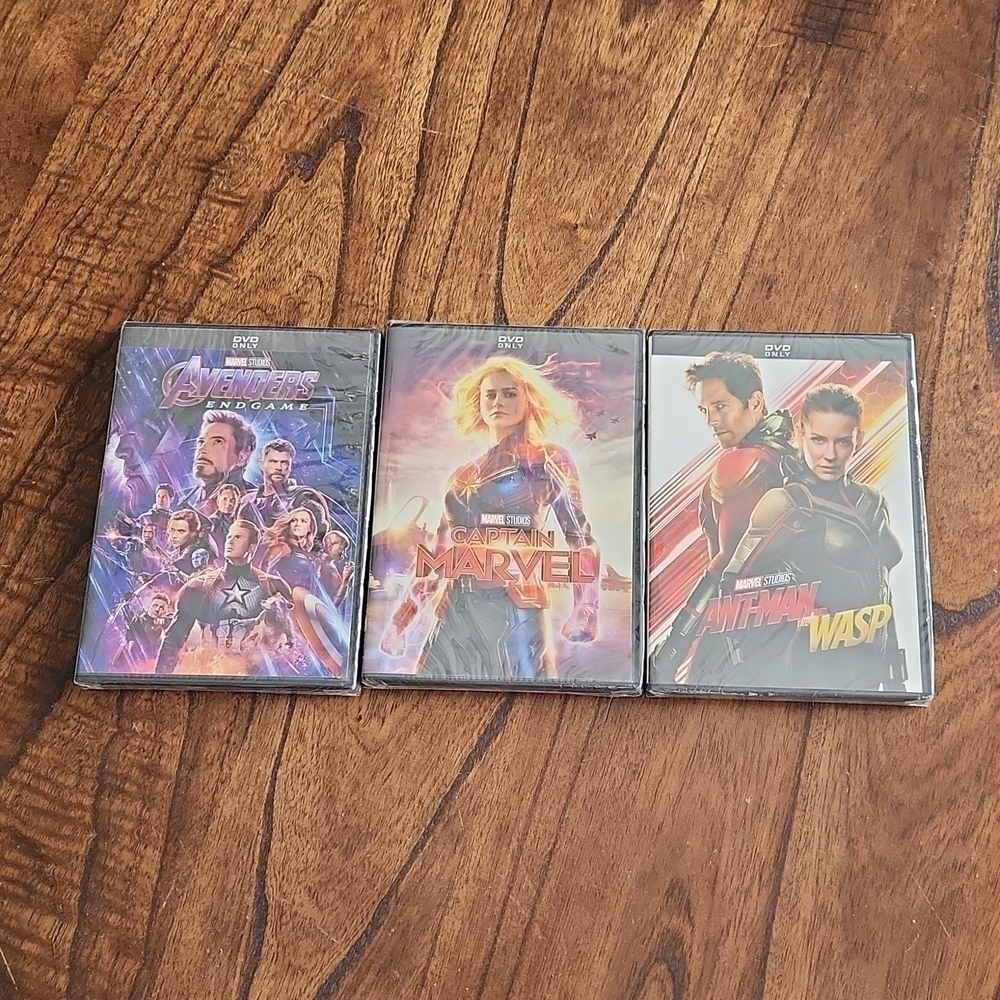 3 Marvel Studios DVDs Captain Marvel, Ant-Man & the Wasp, Avengers End Game NEW